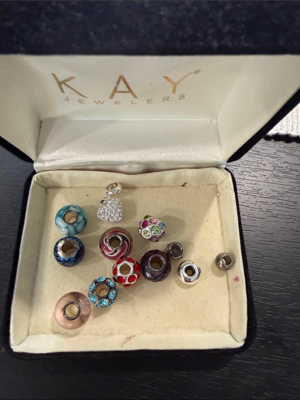 KAY Jewelers Multicolor Glass and Crystal Charm Set for bracelet